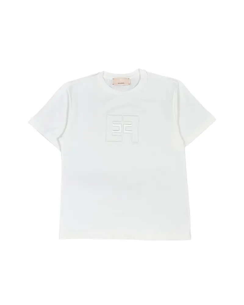 T-SHIRT AVORIO CON LOGO IN RICAMO ELISABETTA FRANCHI