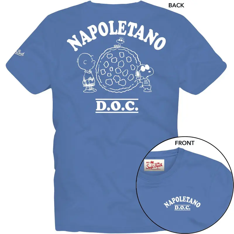 T-SHIRT AZZURRA CON SCRITTA NAPOLETANO MC2 SAINT BARTH