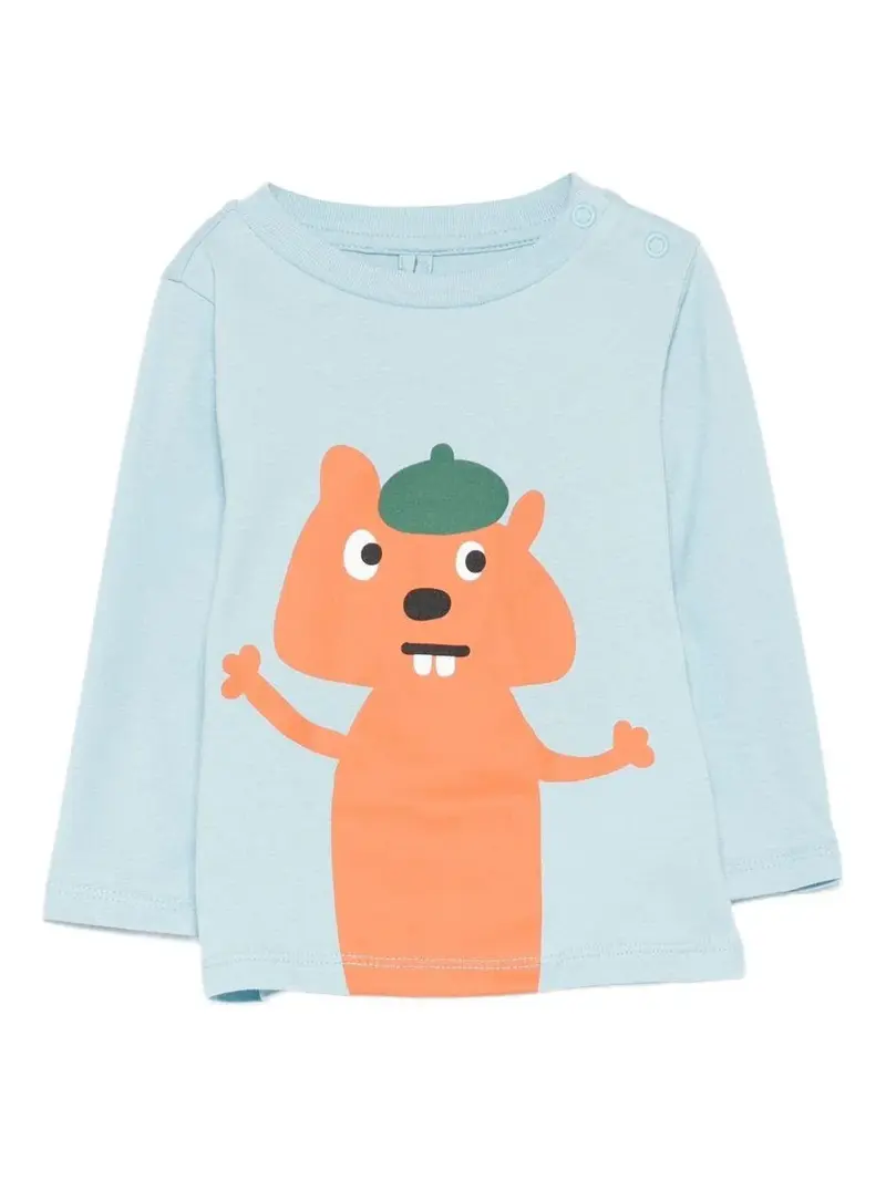 T-SHIRT AZZURRA MANICA LUNGA CON SCOIATTOLO STELLA MCCARTNEY