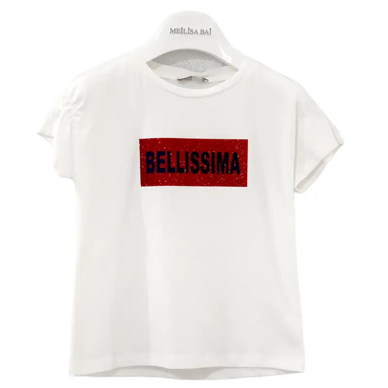 T-shirt bambina con stampa bellissima glitterata
