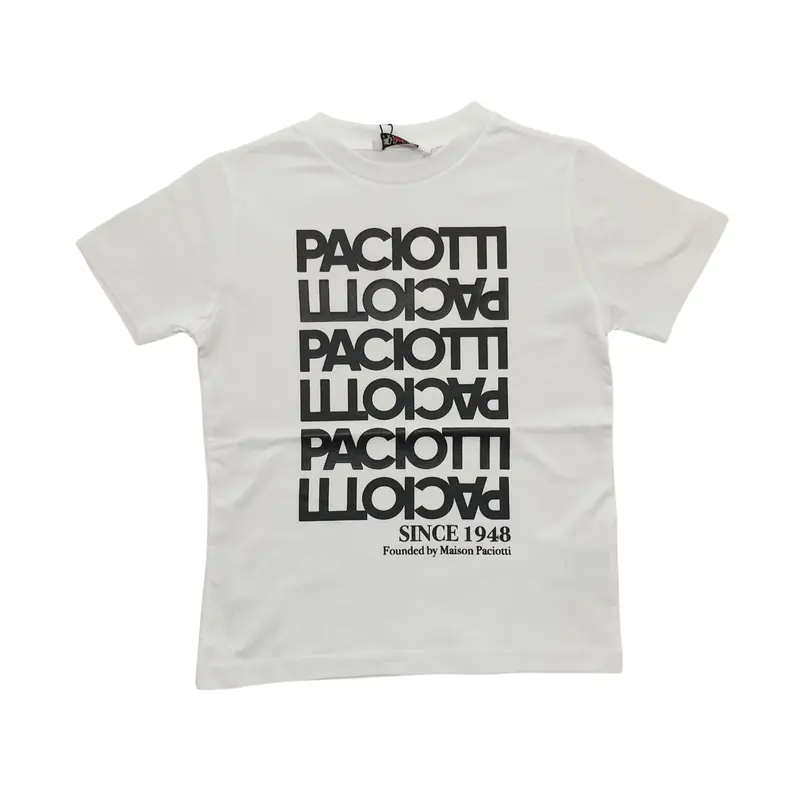 T-shirt bambino con multi logo sul davanti adatta per sotto giacca
