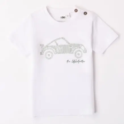 T-shirt bambino con stampa macchina toni verde