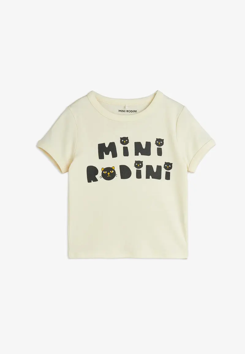 T-SHIRT BEIGE CON LOGO NERO MINI RODINI