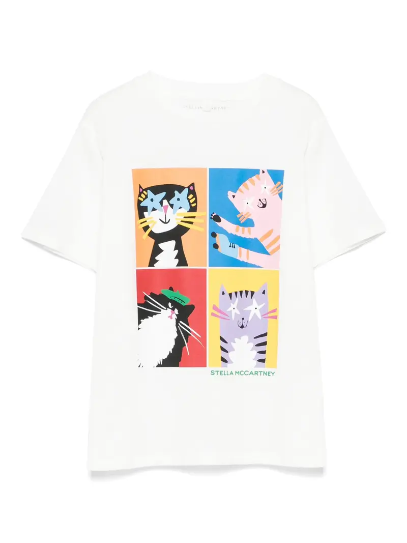 T-SHIRT BIANCA CON 4 GATTINI STELLA MCCARTNEY