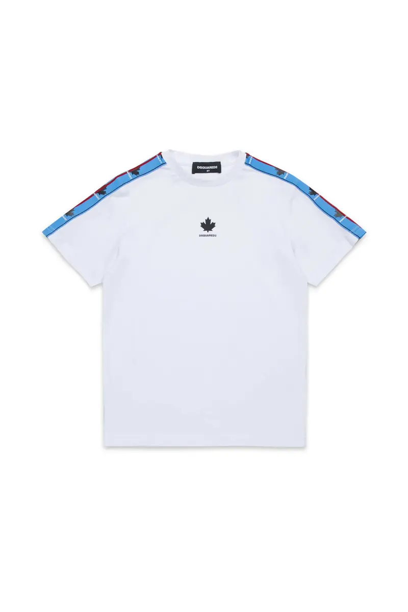 T-SHIRT BIANCA CON BANDE LATERALI DSQUARED2