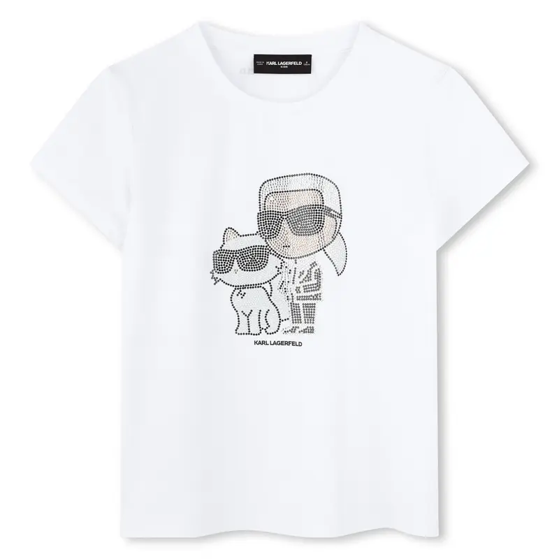 T-SHIRT BIANCA CON BRILLANTINI KARL LAGERFELD