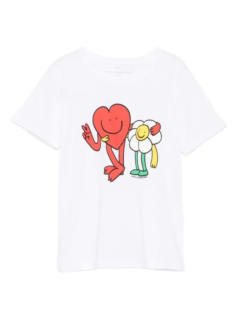 T-SHIRT BIANCA CON CUORE E FIORE STELLA MCCARTNEY