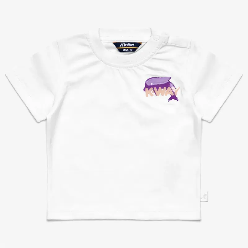 T-SHIRT BIANCA CON DELFINO VIOLA K-WAY