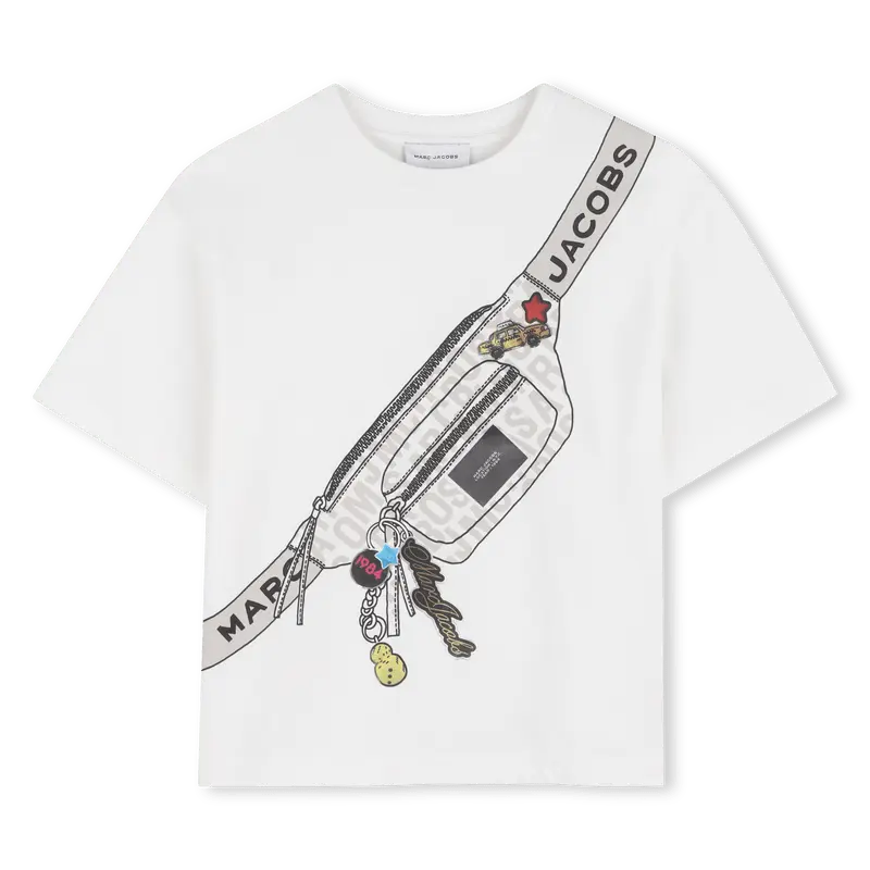 T-SHIRT BIANCA CON FANTASIA DEL MARSUPIO LOGATO MARC JACOBS