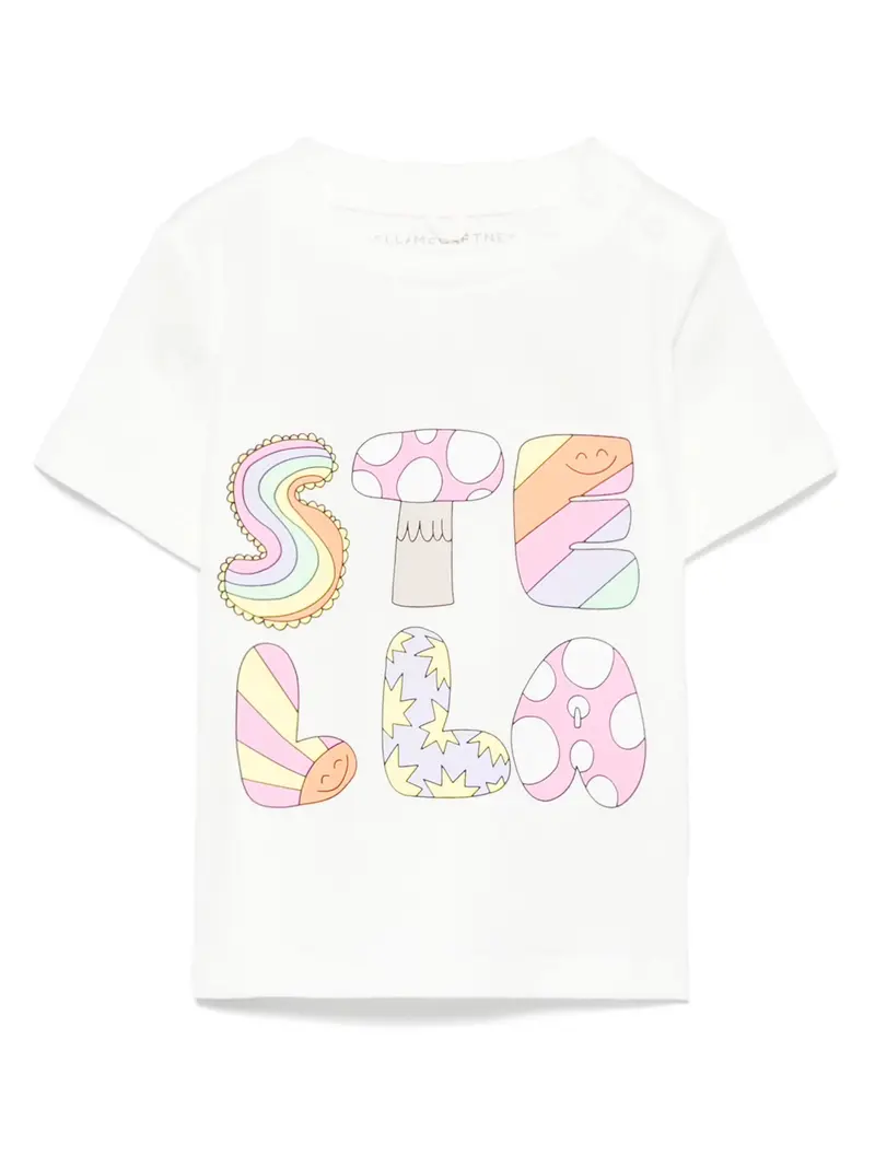 T-SHIRT BIANCA CON FANTASIA LOGO STELLA MCCARTNEY