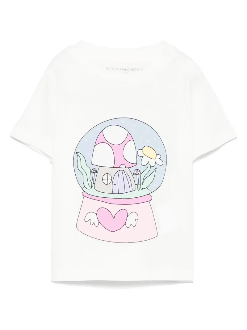 T-SHIRT BIANCA CON FUNGO ROSA STELLA MCCARTNEY