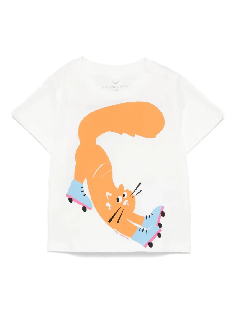 T-SHIRT BIANCA CON GATTO ARANCIO STELLA MCCARTNEY