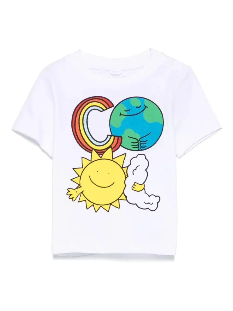 T-SHIRT BIANCA CON GRAFICA MONDO STELLA MCCARTNEY