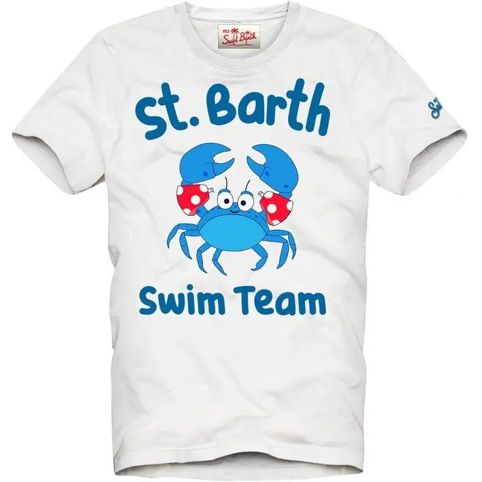 T-SHIRT BIANCA CON GRANCHIO BLU MC2 SAINT BARTH