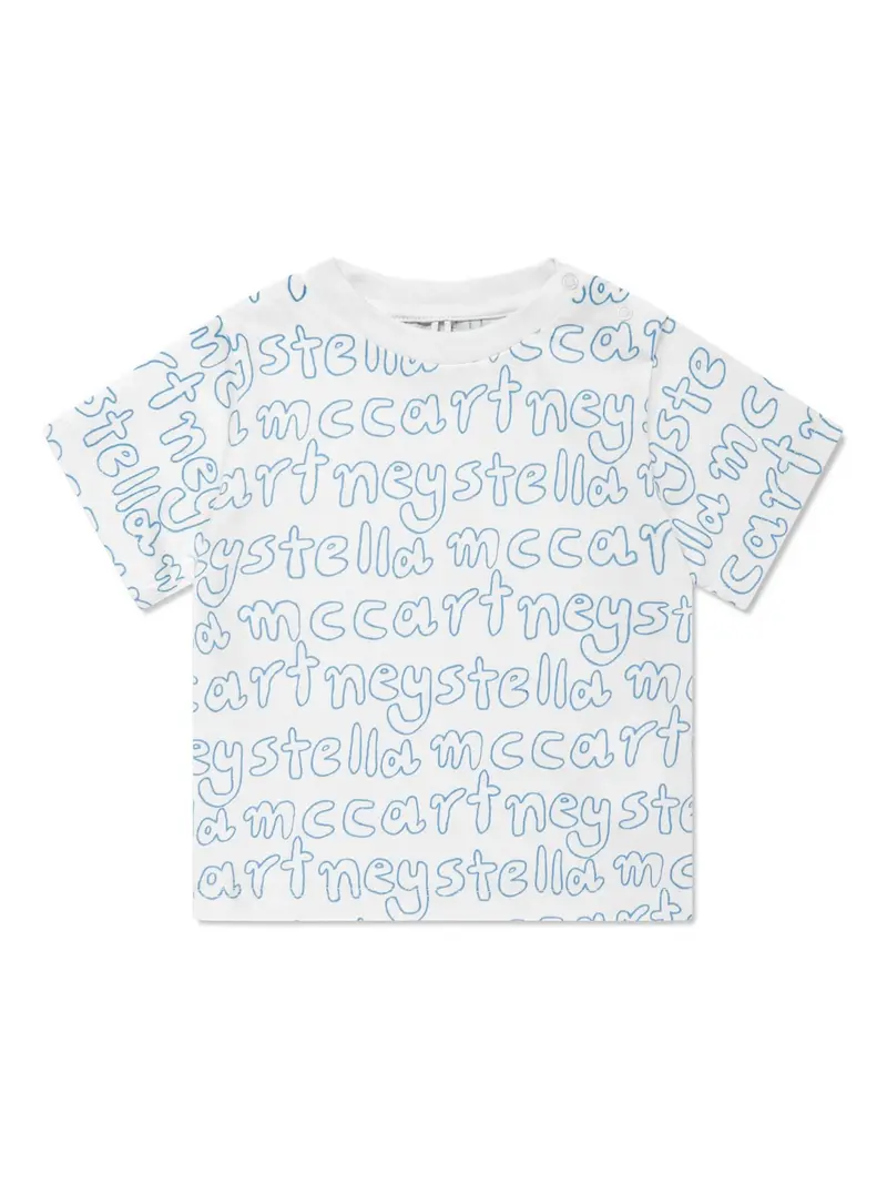 T-SHIRT BIANCA CON LOGO BLU STELLA MCCARTNEY