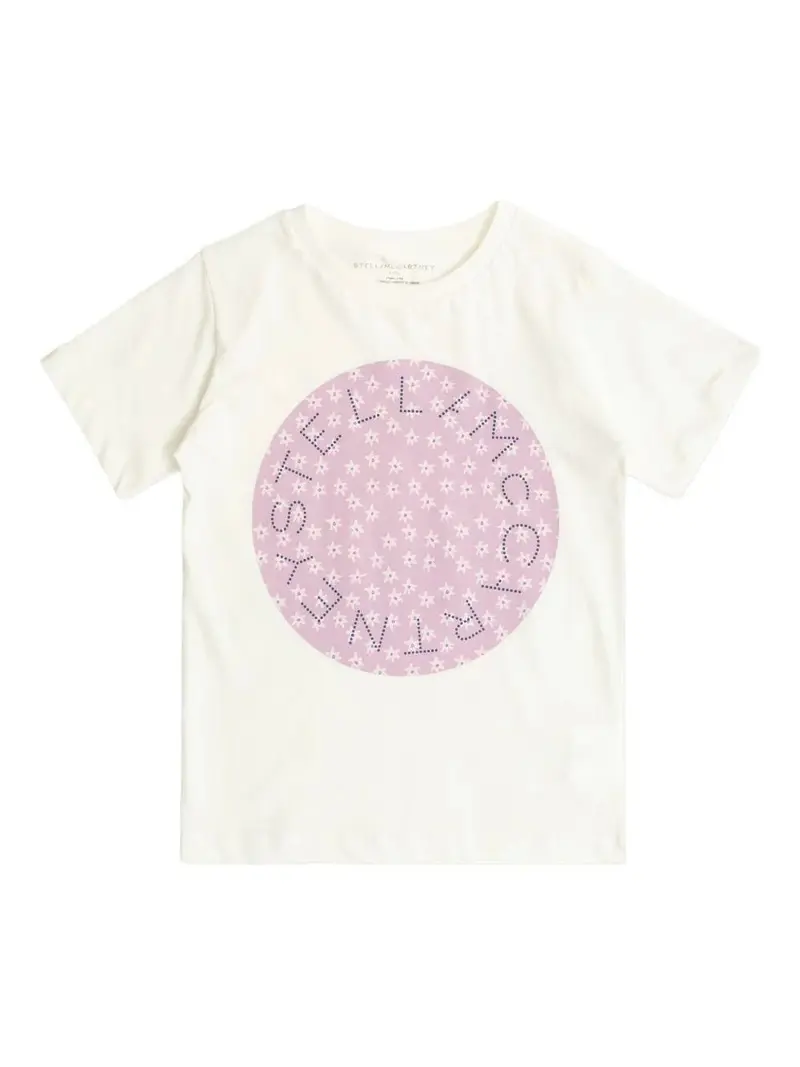 T-SHIRT BIANCA CON LOGO CIRCOLARE A FIORI STELLA MCCARTNEY