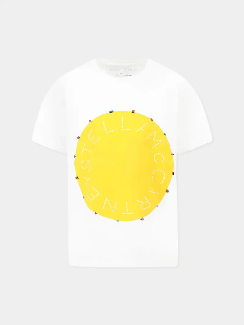 T-SHIRT BIANCA CON LOGO CIRCOLARE GIALLO STELLA MCCARTNEY