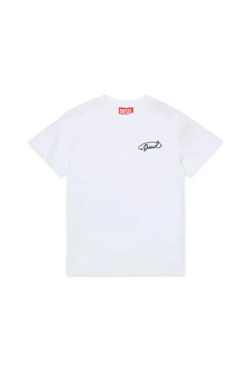 T-SHIRT BIANCA CON LOGO CORSIVO NERO DIESEL