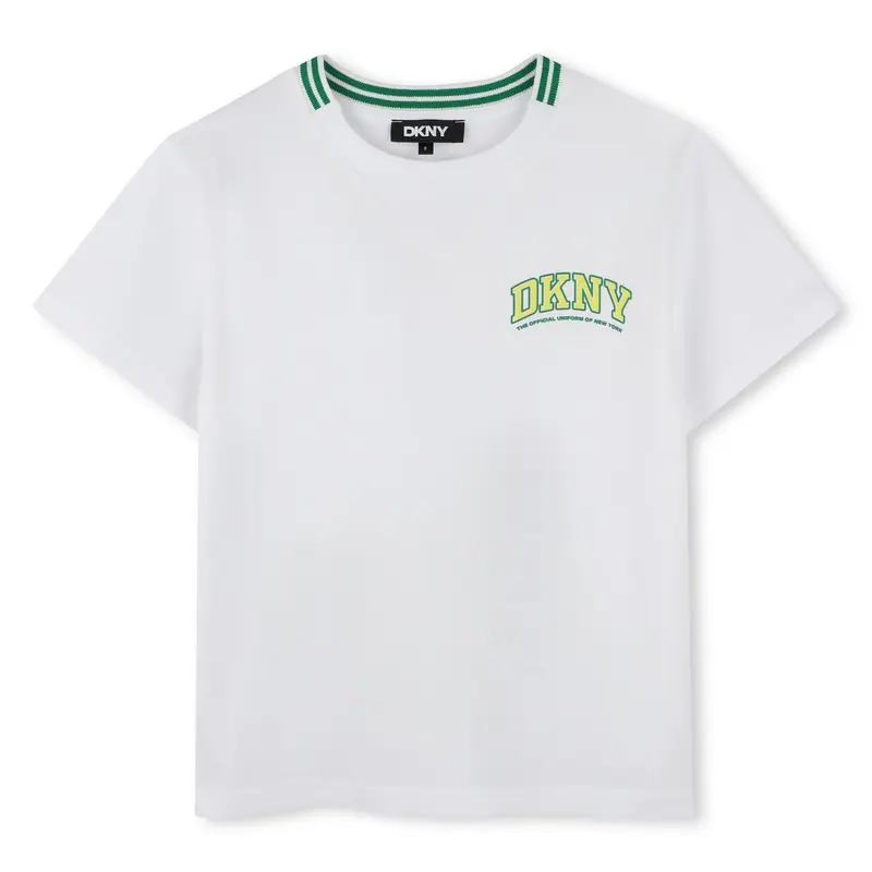 T-SHIRT BIANCA CON LOGO GIALLO DKNY
