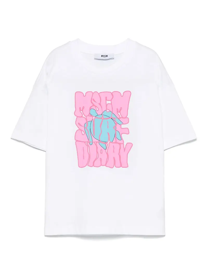 T-SHIRT BIANCA CON LOGO GOFFRATO ROSA MSGM