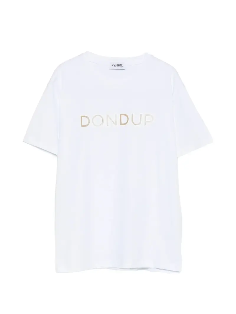 T-SHIRT BIANCA CON LOGO GOMMATO BEIGE  DONDUP