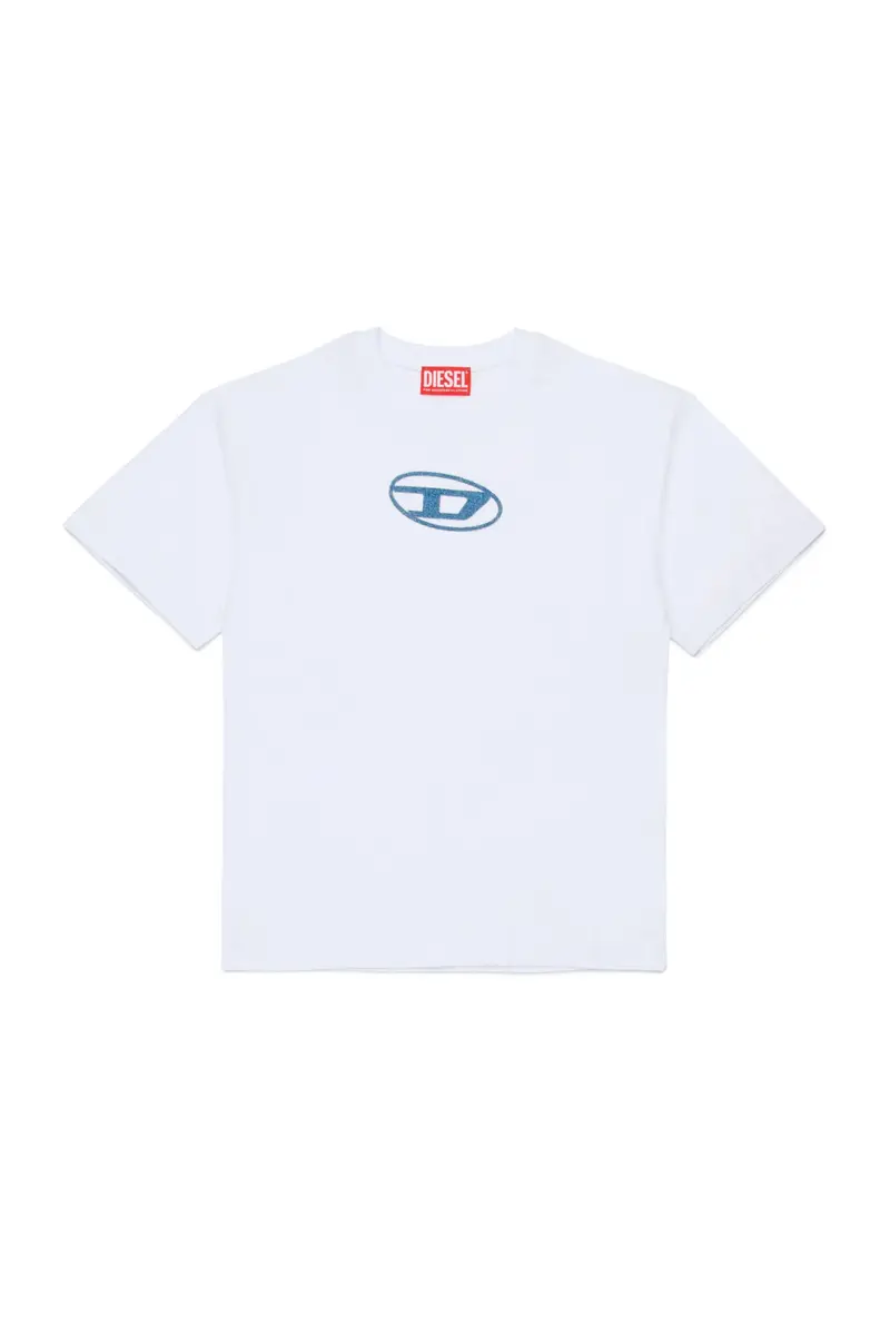 T-SHIRT BIANCA CON LOGO IN DENIM DIESEL
