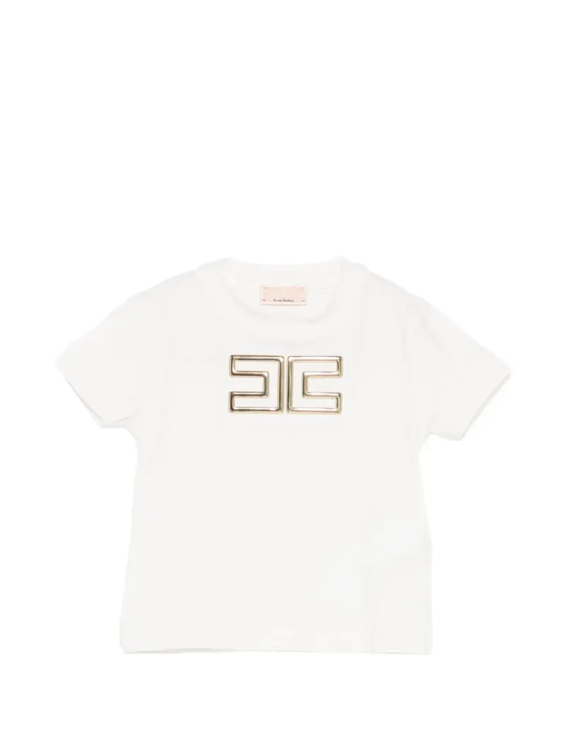 T-SHIRT BIANCA CON LOGO IN ORO ELISABETTA FRANCHI
