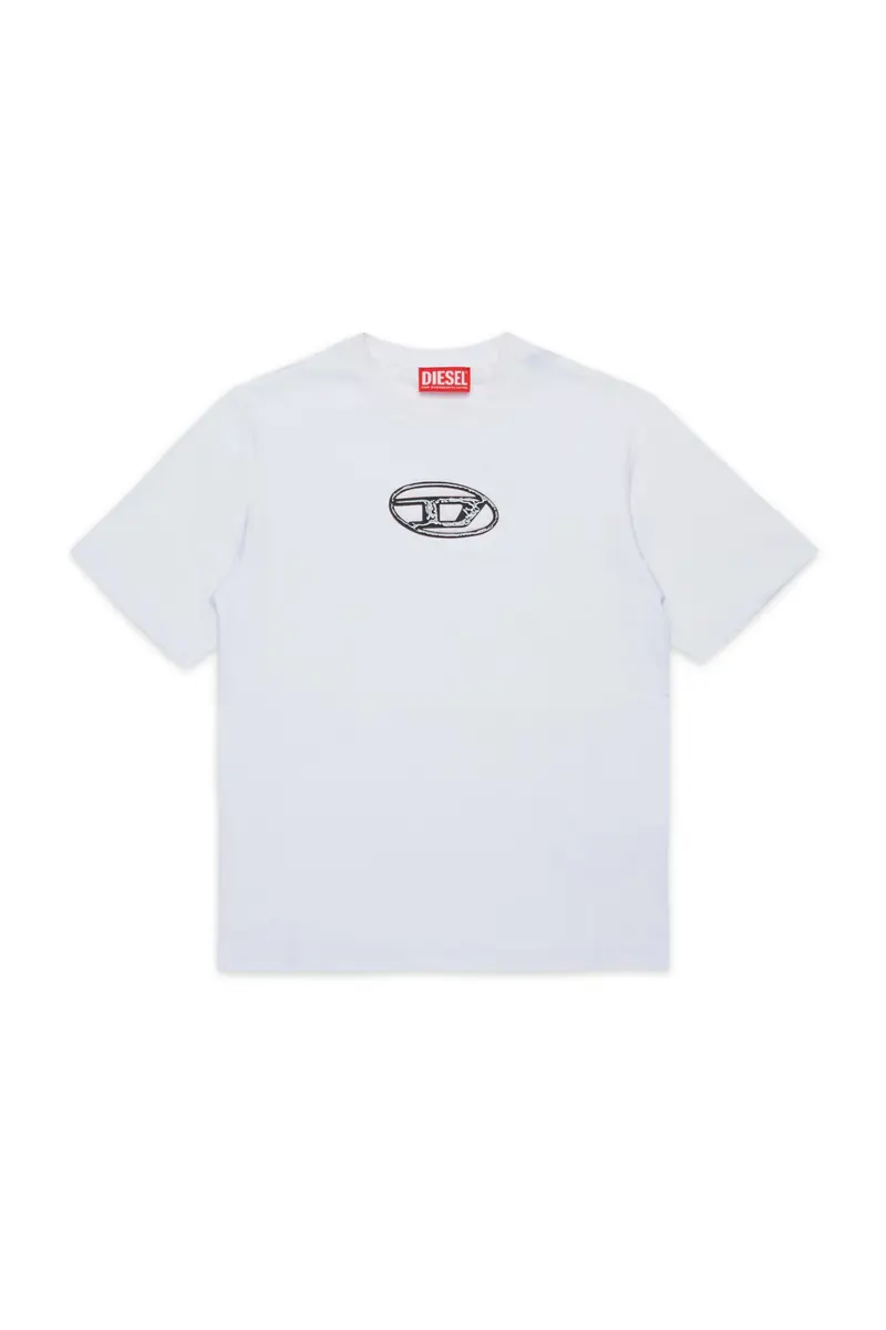 T-SHIRT BIANCA CON LOGO NERO IN RILIEVO DIESEL