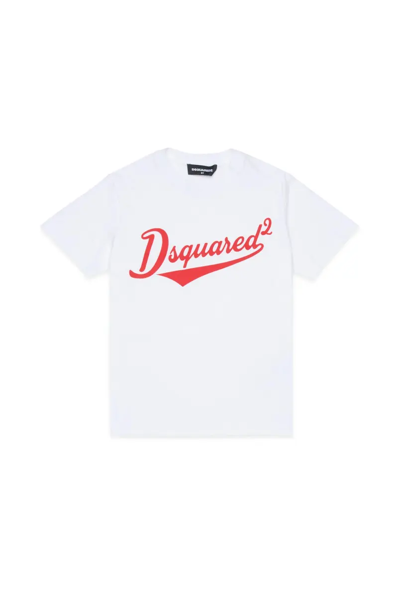 T-SHIRT BIANCA CON LOGO ROSSO DSQUARED2