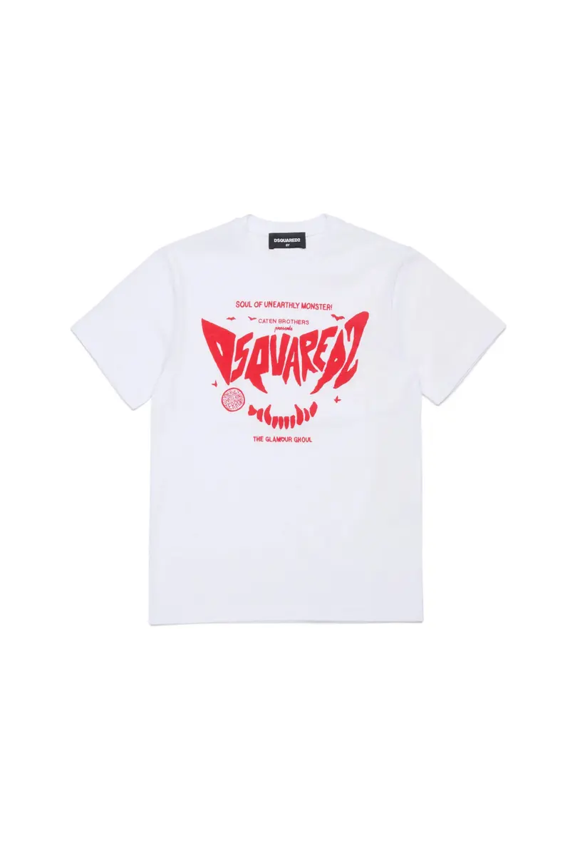 T-SHIRT BIANCA CON LOGO ROSSO DSQUARED2