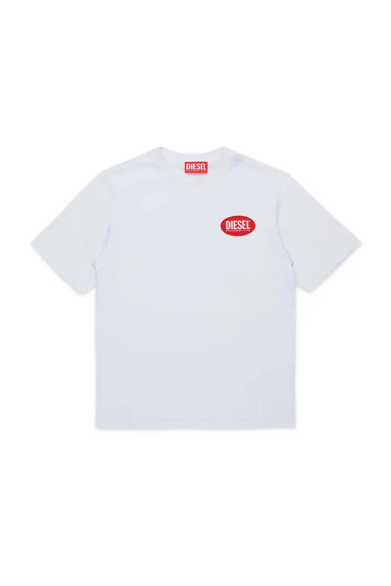 T-SHIRT BIANCA CON LOGO ROSSO OVALE DIESEL