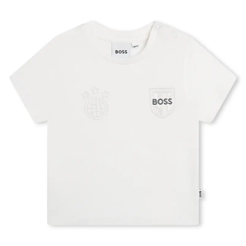 T-SHIRT BIANCA CON LOGO SCRITTA BOSS