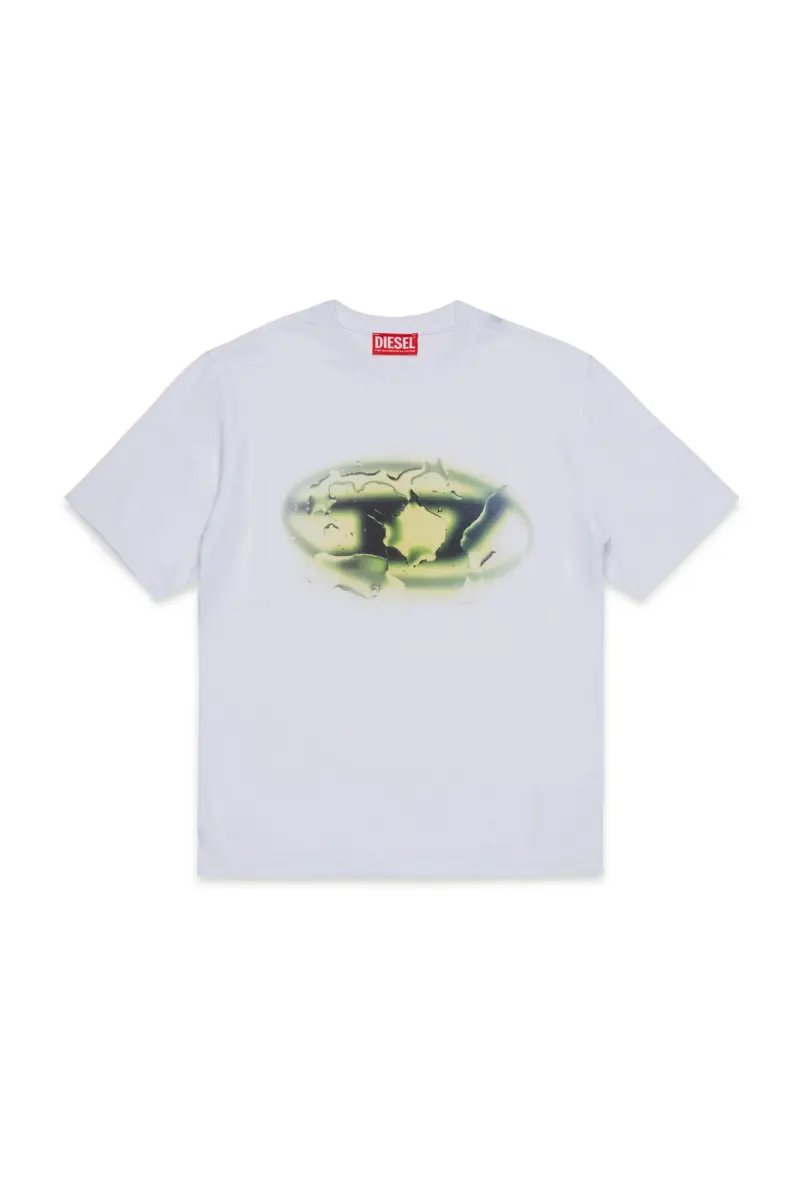 T-SHIRT BIANCA CON LOGO VERDE DIESEL