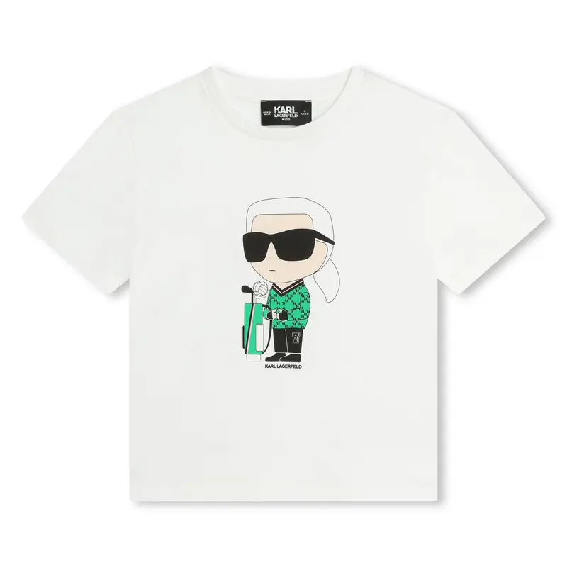T-SHIRT BIANCA CON LOGO VERDE KARL LAGERFELD
