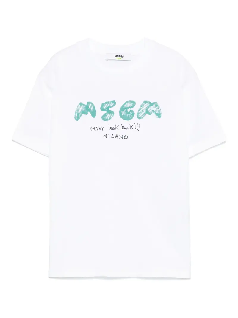 T-SHIRT BIANCA CON LOGO VERDE MSGM