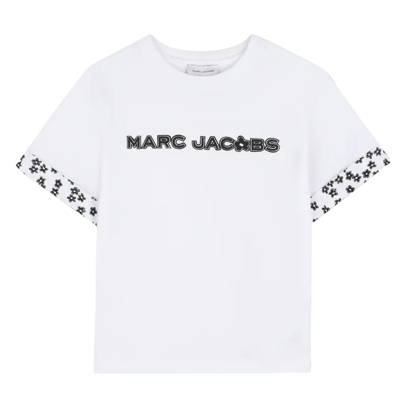T-SHIRT BIANCA CON MARGHERITE NERE E LOGO MARC JACOBS