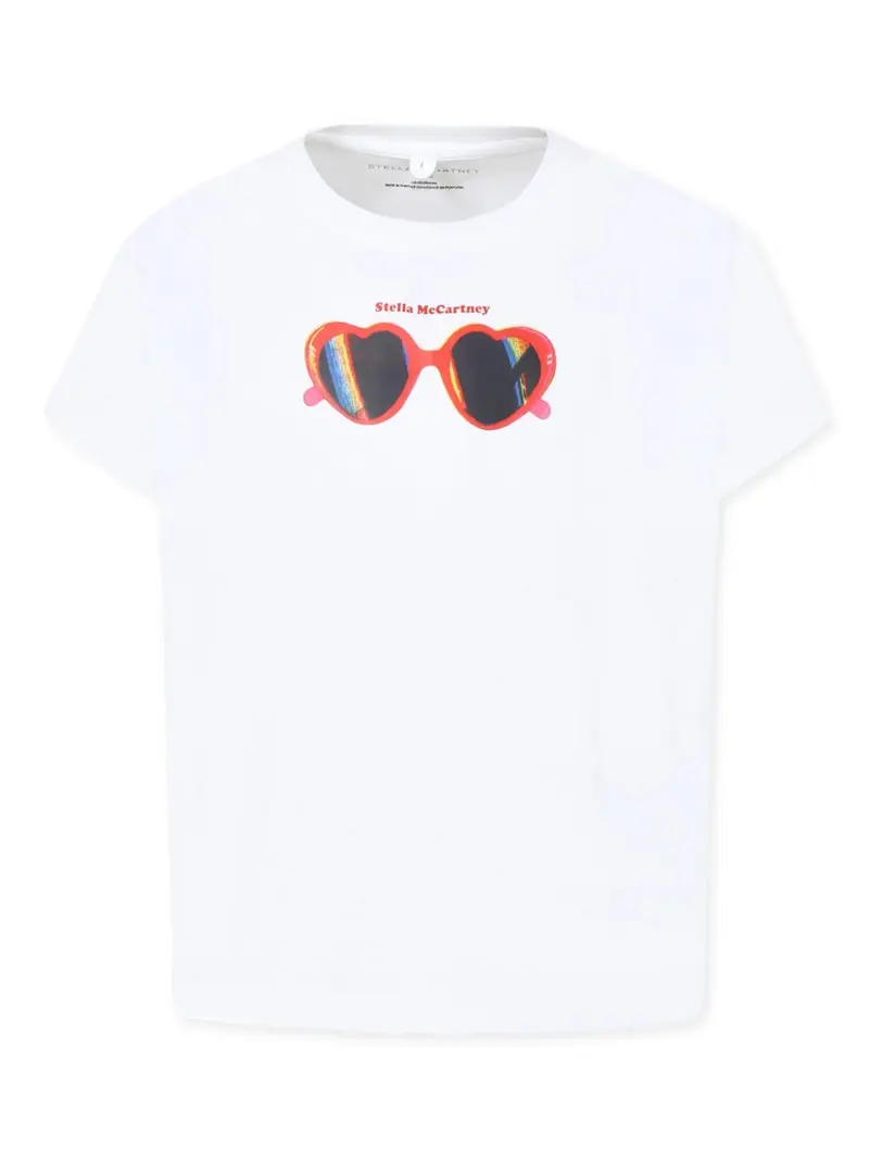 T-SHIRT BIANCA CON OCCHIALI A CUORE STELLA MCCARTNEY