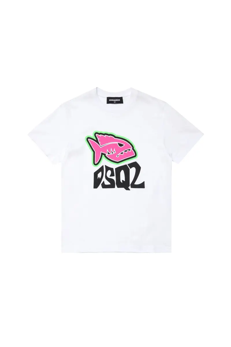 T-SHIRT BIANCA CON PIRANHA DSQUARED2