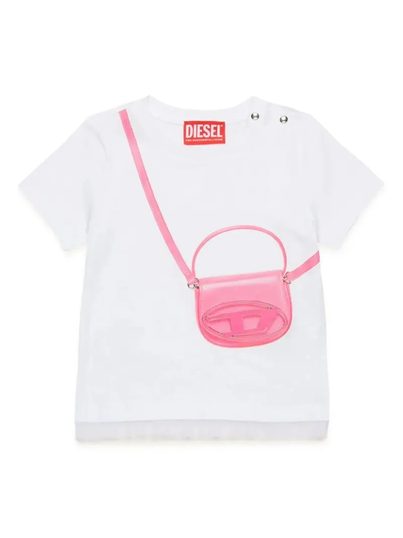 T-SHIRT BIANCA CON STAMPA BORSA DIESEL