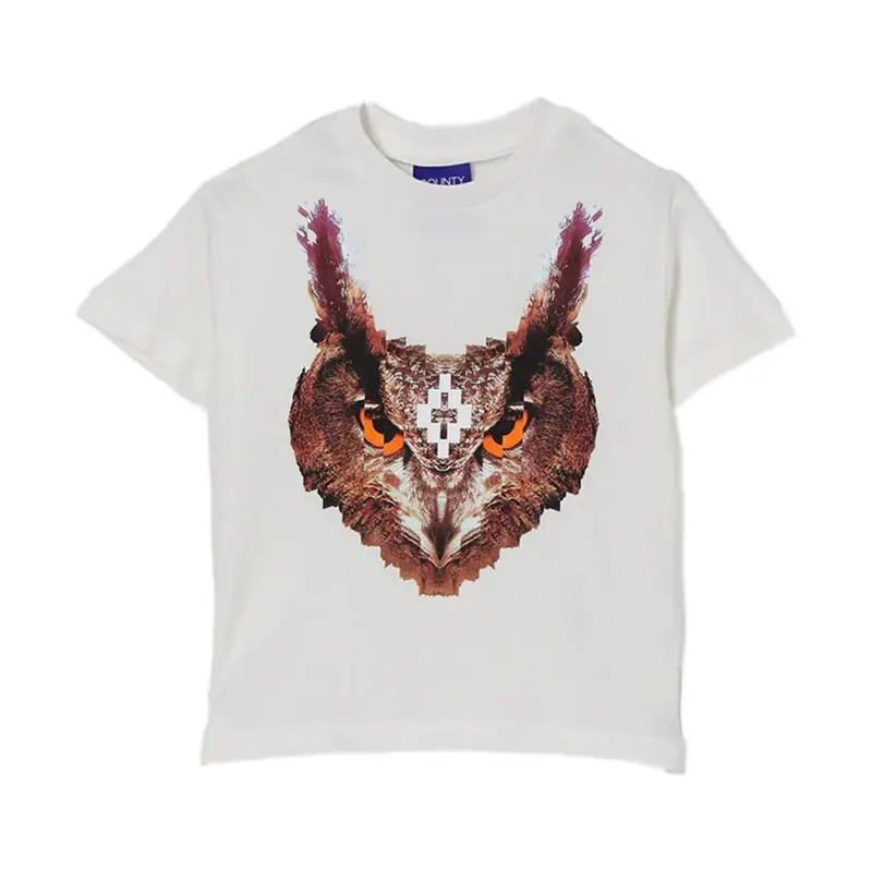 T-SHIRT BIANCA CON STAMPA GUFO MARCELO BURLON