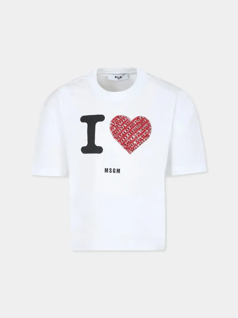 T-SHIRT BIANCA CON STAMPA MSGM