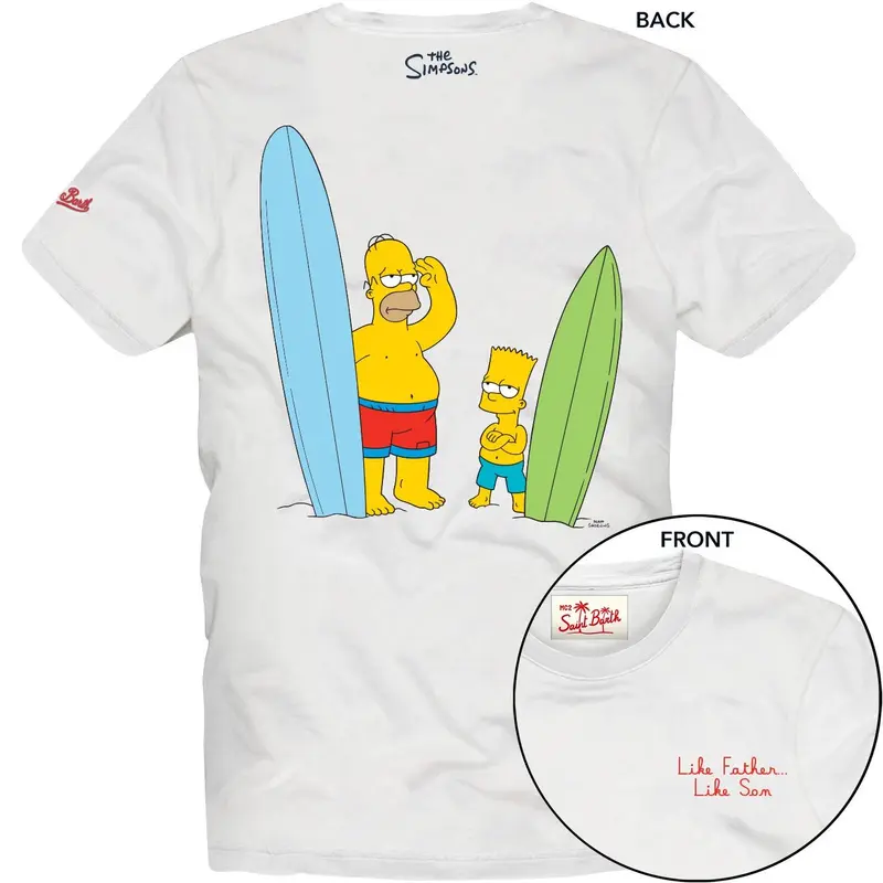 T-SHIRT BIANCA CON STAMPA SUL RETRO DI BART MC2 SAINT BARTH