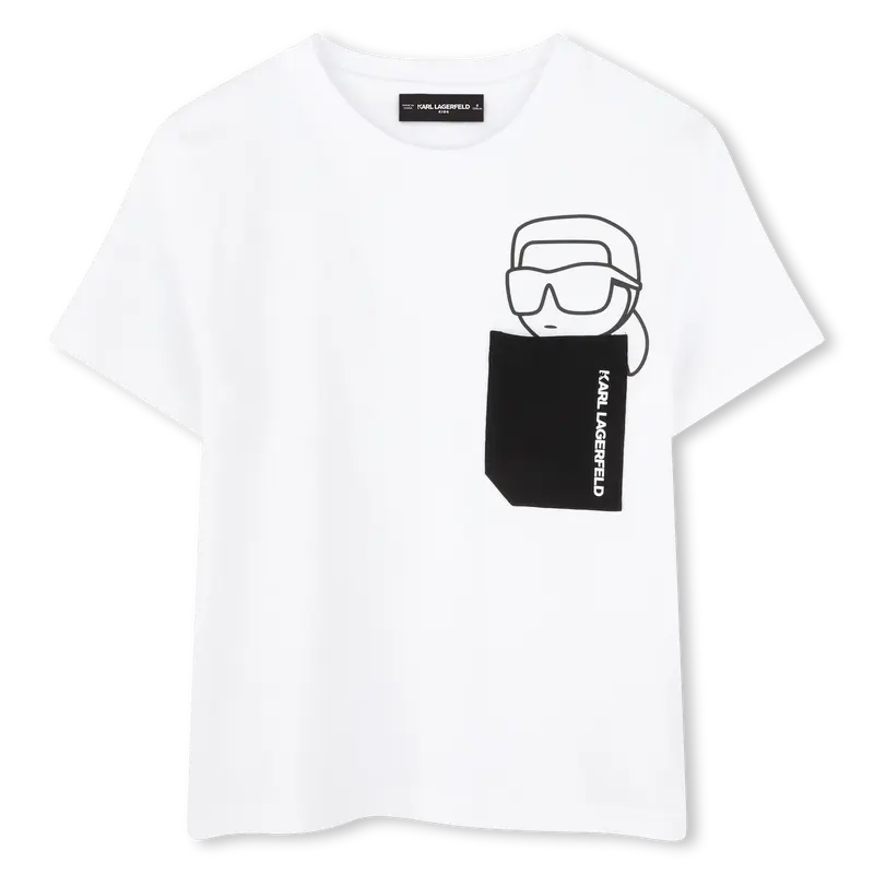 T-SHIRT BIANCA CON TASCHINO NERO KARL LAGERFELD
