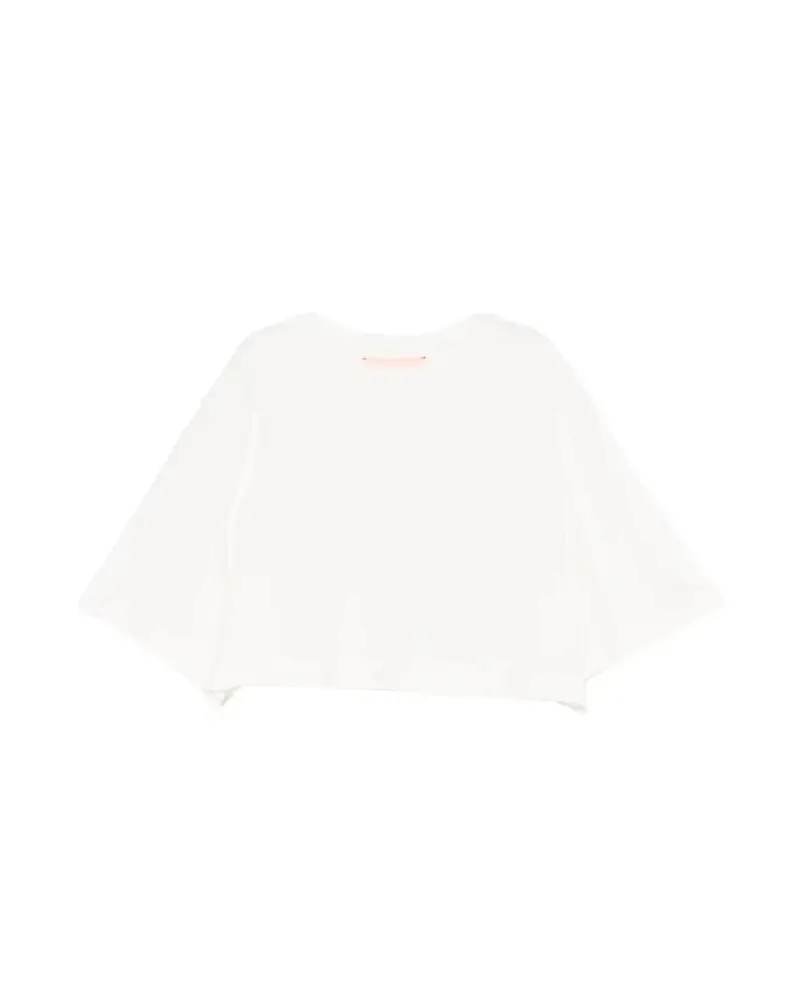 T-SHIRT BIANCA IN ORGANZA SUL RETRO LOGATA ELISABETTA FRANCHI