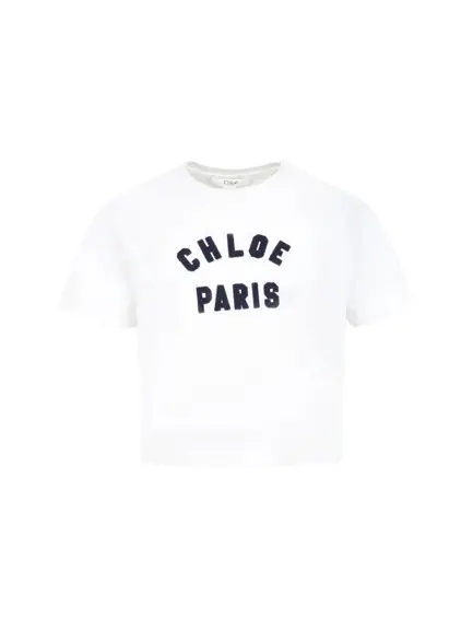 T-shirt bianca per bambina con logo