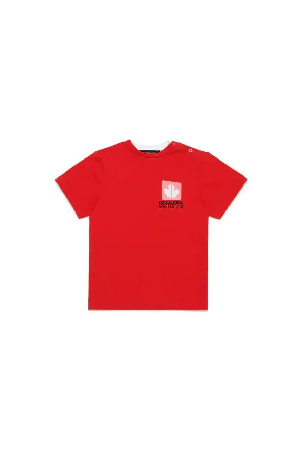 T-SHIRT BICOLOR CON GRAFICA LEAF DSQUARED2