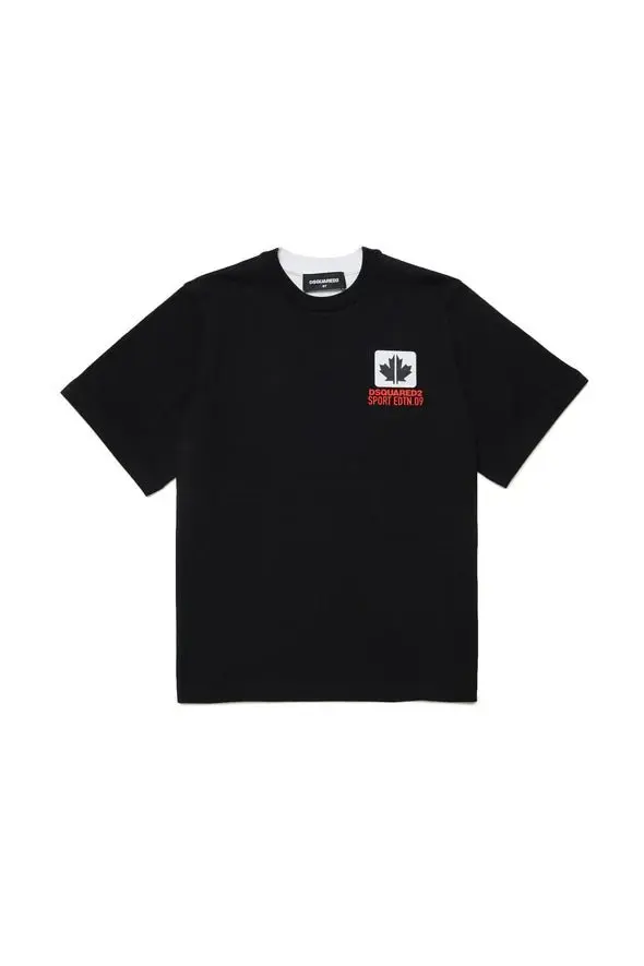 T-SHIRT BICOLOR CON GRAFICA LEAF DSQUARED217