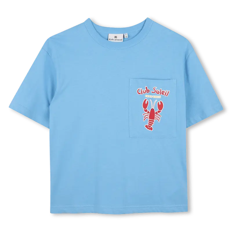 T-SHIRT BLU CIELO CON FANTASIA ARAGOSTA ROSSA KIDS AROUND