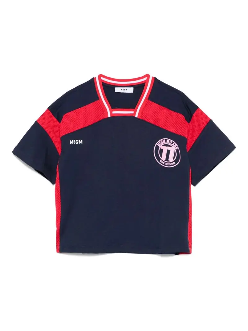 T-SHIRT BLU-ROSSA CON LOGO MSGM