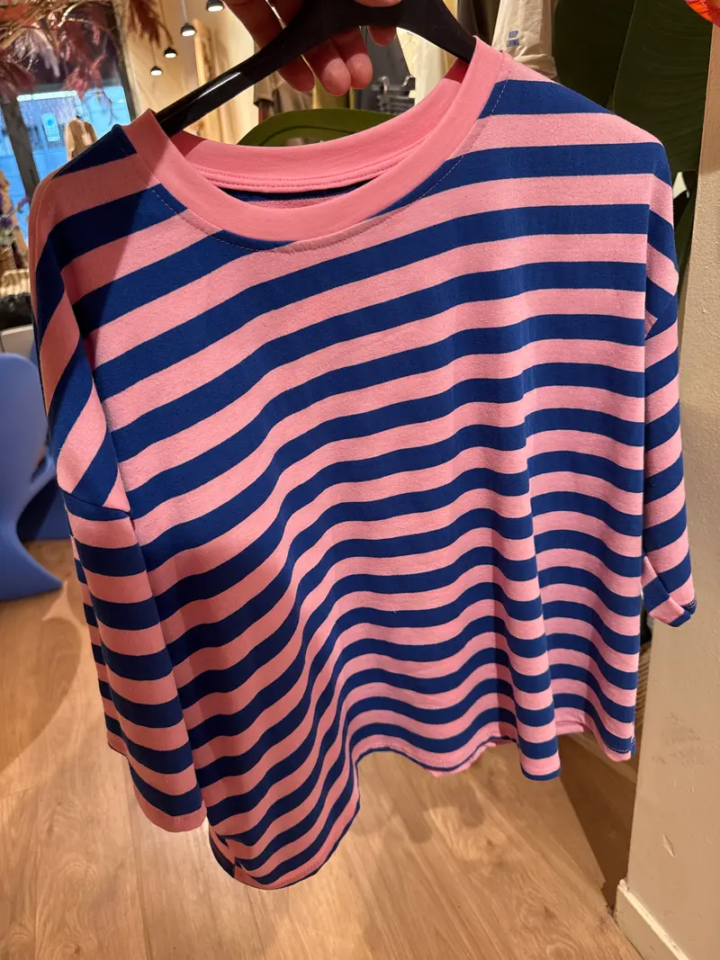 T-shirt candy stripes - Pink blue